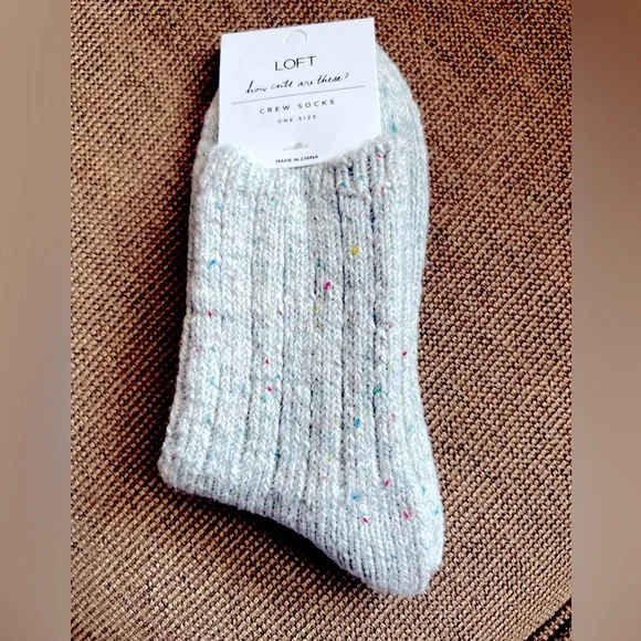 NWT Loft Fkecked Cozy Crew Socks - Picture 1 of 3